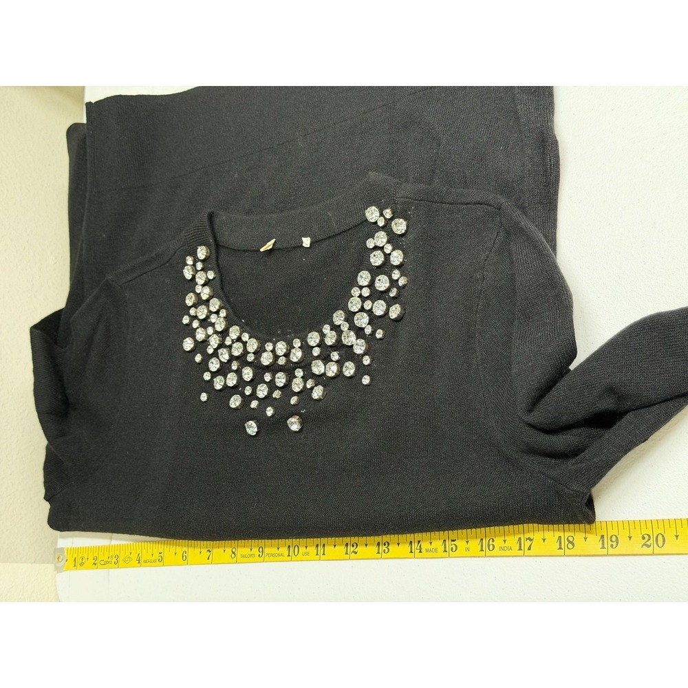 Kate Spade Sweater Womens Medium Black Embellished‎ Do Wonders Holiday Designer - Picture 8 of 9